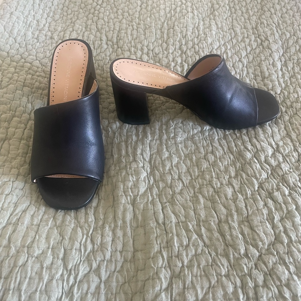 Women's Black Leather Mules